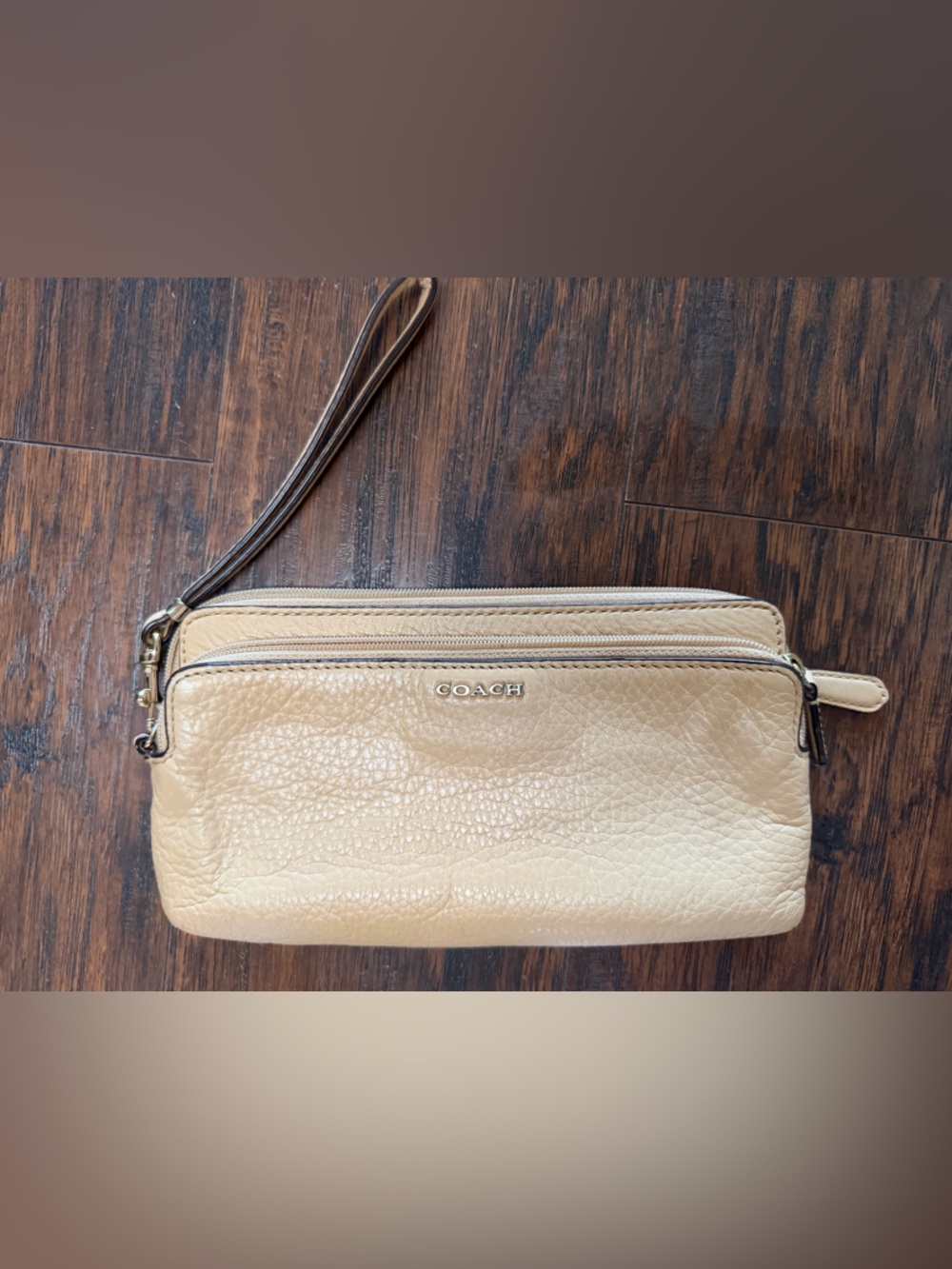 Coach Beige Leather Wristlet